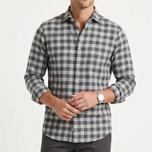 Thomas Dean Flannel Shirt Men's XXL Gray Plaid Button Down Cotton Long Sleeve